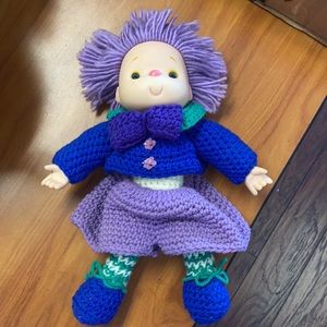 VTG Ice cream face crochet doll